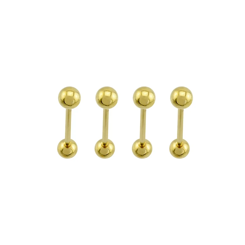 Multi-Pack Goldplated Tongue Barbells 4 Pack - 14 Gauge
