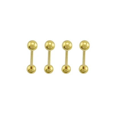 Multi-Pack Goldplated Tongue Barbells 4 Pack - 14 Gauge