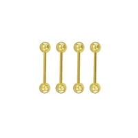 Multi-Pack Goldplated Tongue Barbells 4 Pack - 14 Gauge