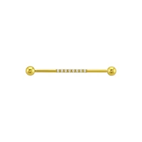 CZ Multiple Stone Goldtone Industrial Barbell - 14 Gauge