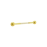 CZ Multiple Stone Goldtone Industrial Barbell - 14 Gauge