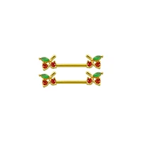 CZ Cherry Nipple Barbells - 14 Gauge