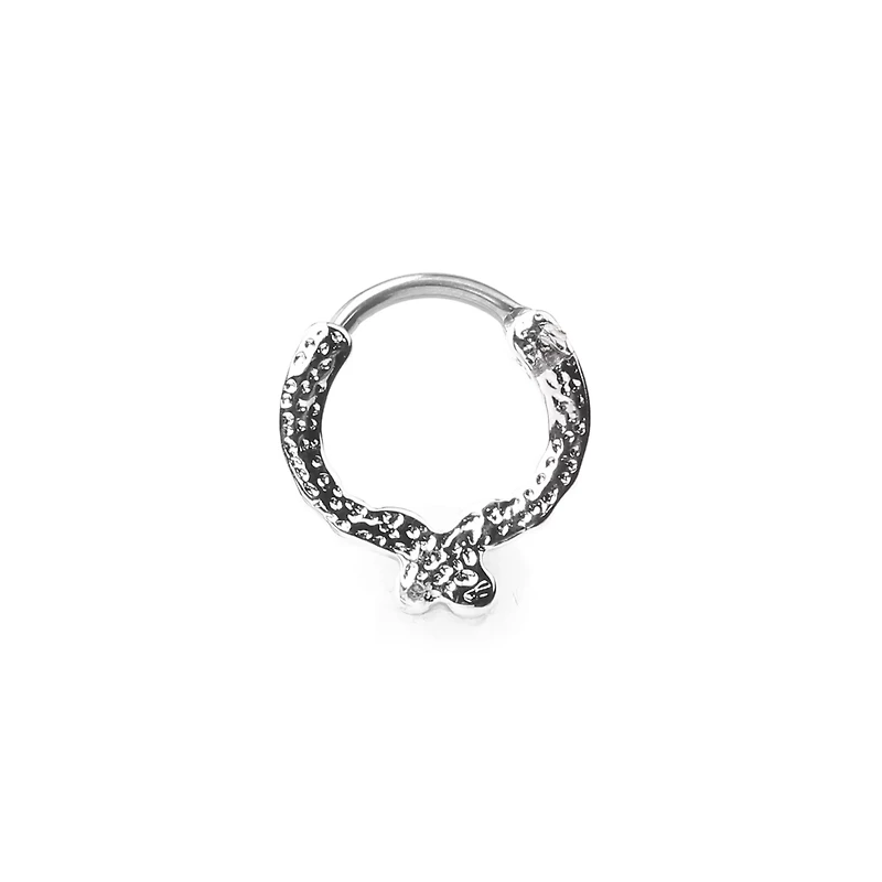 Silvertone CZ Cherry Hinged Septum Ring - 16 Gauge