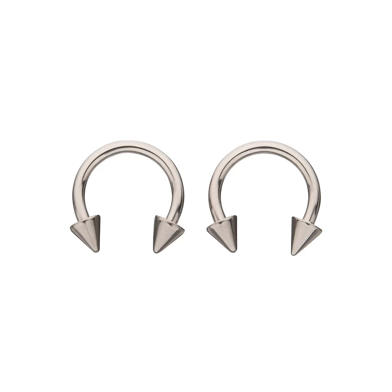 Spike Horseshoe Silver-Tone Rings - 2 Pack