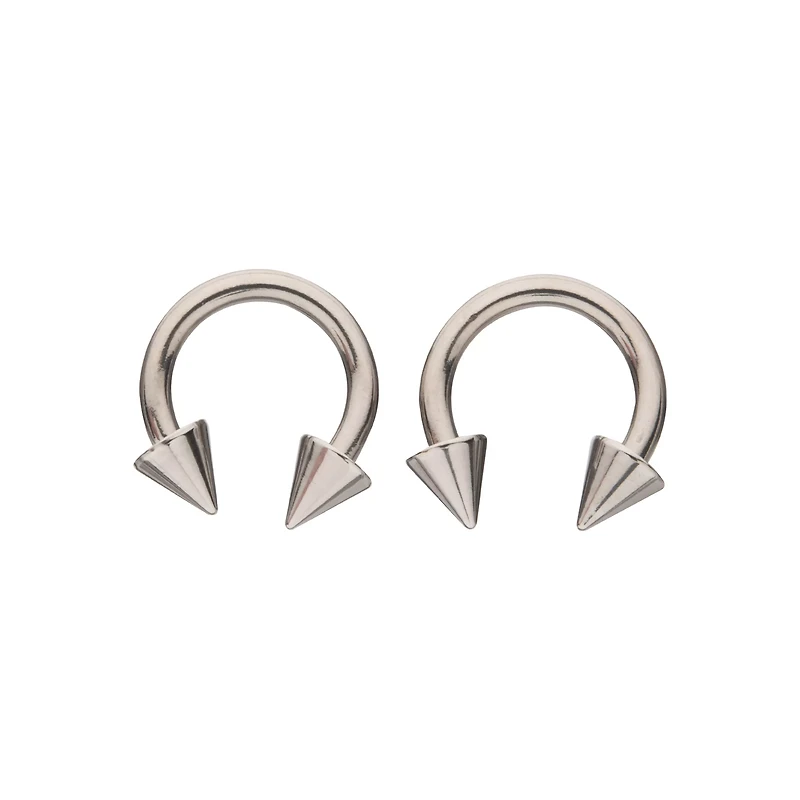 Spike Horseshoe Silver-Tone Rings - 2 Pack