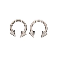 Spike Horseshoe Silver-Tone Rings - 2 Pack