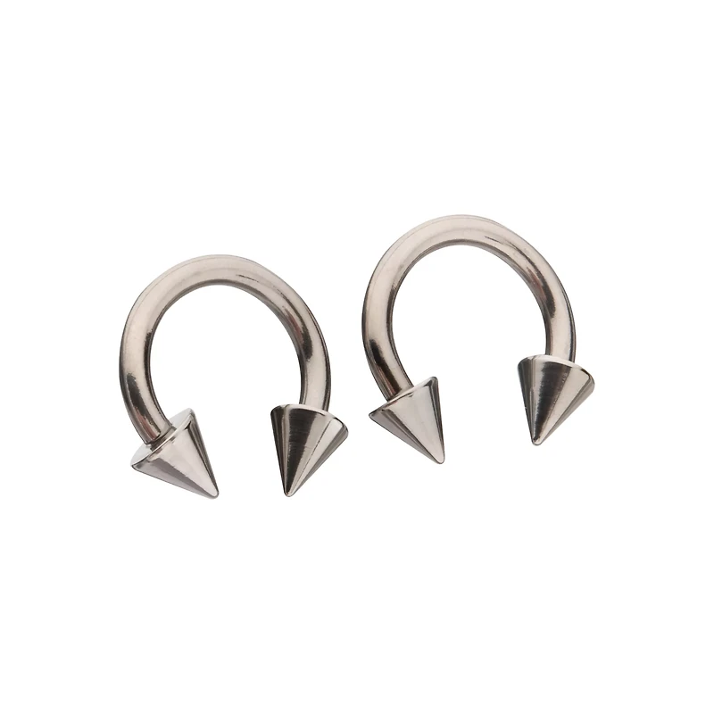 Spike Horseshoe Silver-Tone Rings - 2 Pack