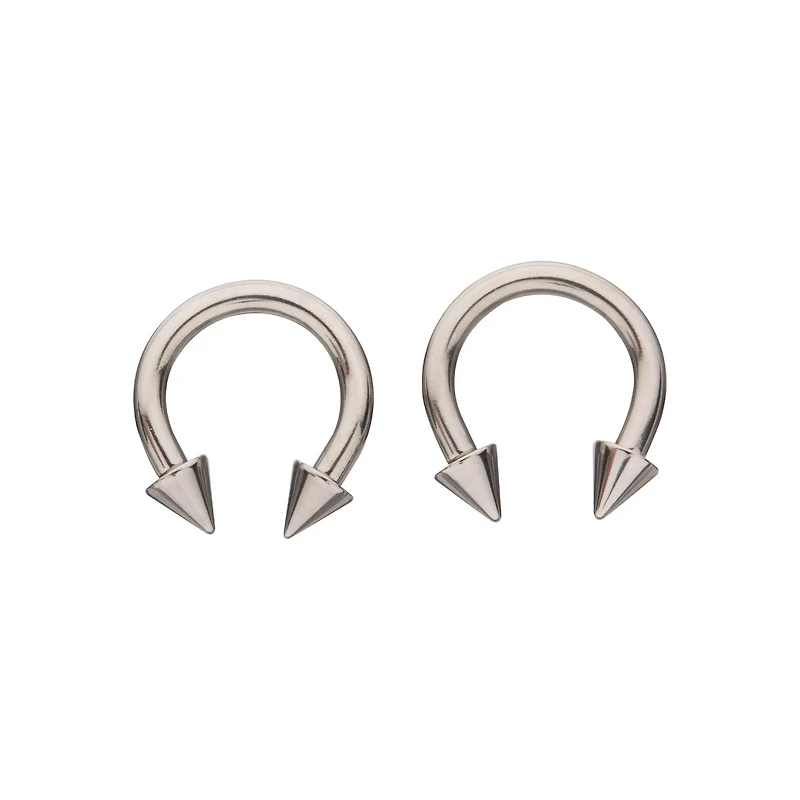 Spike Horseshoe Silver-Tone Rings - 2 Pack