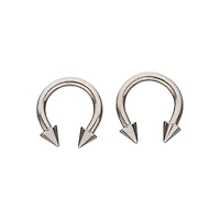 Spike Horseshoe Silver-Tone Rings - 2 Pack