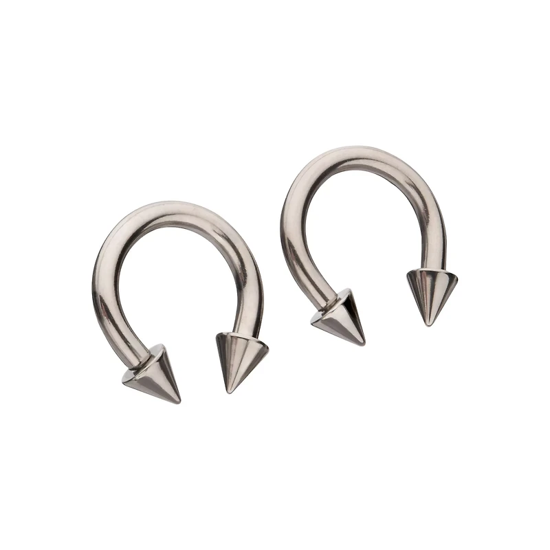Spike Horseshoe Silver-Tone Rings - 2 Pack