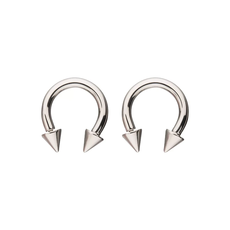Spike Horseshoe Silver-Tone Rings - 2 Pack