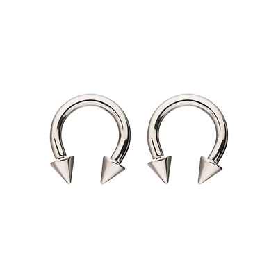 Spike Horseshoe Silver-Tone Rings - 2 Pack