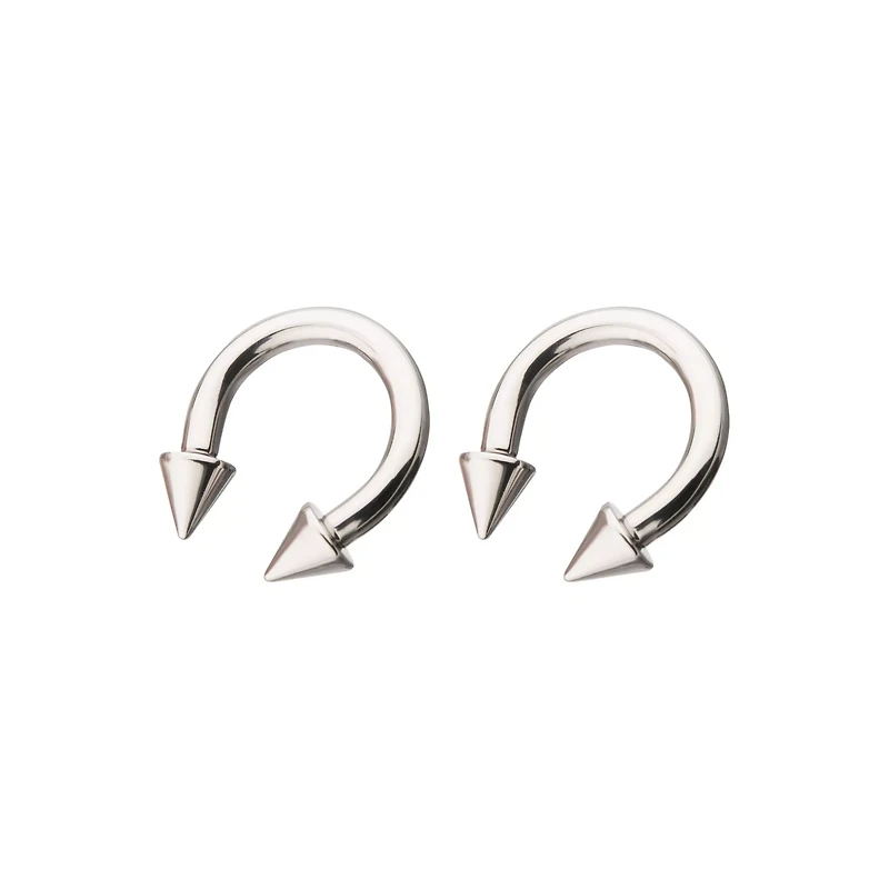 Spike Horseshoe Silver-Tone Rings - 2 Pack