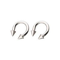 Spike Horseshoe Silver-Tone Rings - 2 Pack