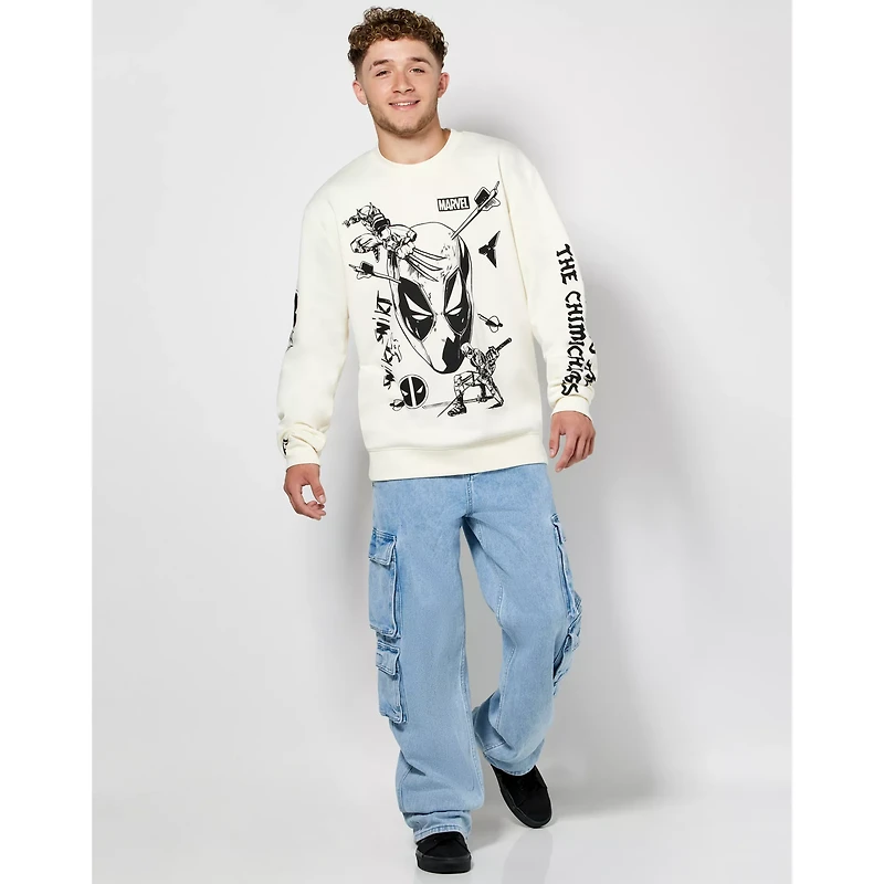 Black and White Deadpool Crewneck Sweatshirt - Marvel