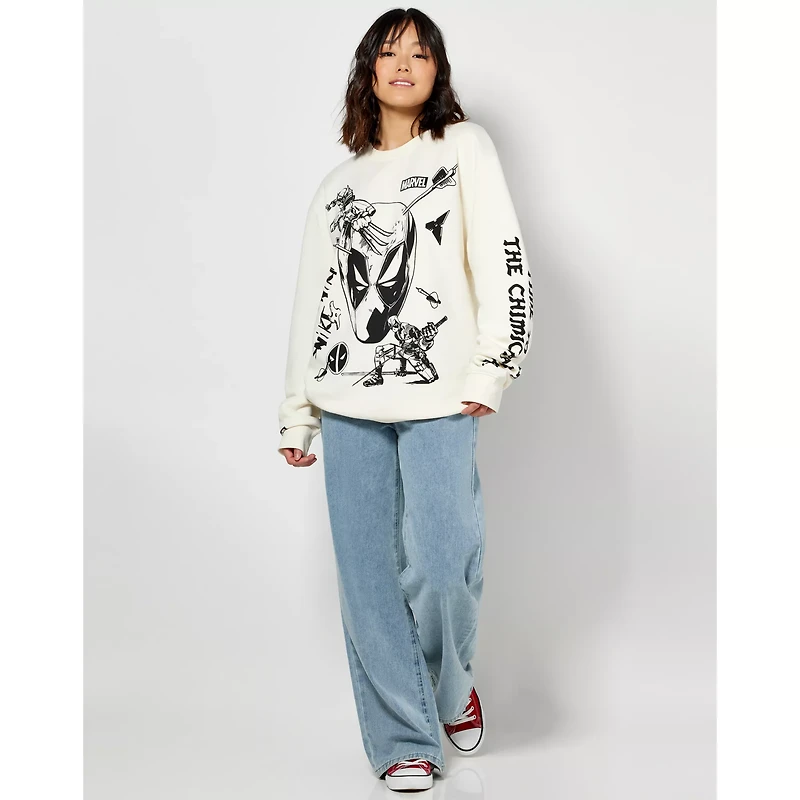 Black and White Deadpool Crewneck Sweatshirt - Marvel