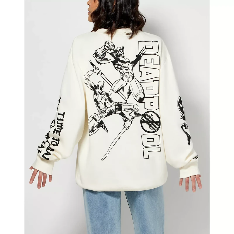 Black and White Deadpool Crewneck Sweatshirt - Marvel