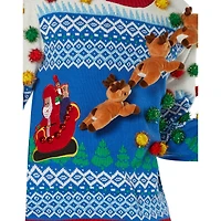 Light-Up 3D Santa Sleigh Ugly Christmas Sweater