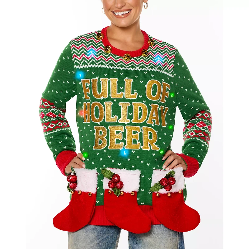 Light-Up Full of Holiday Beer Christmas Sweater