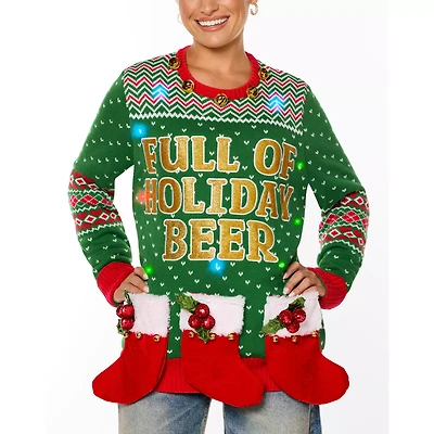 Light-Up Full of Holiday Beer Christmas Sweater