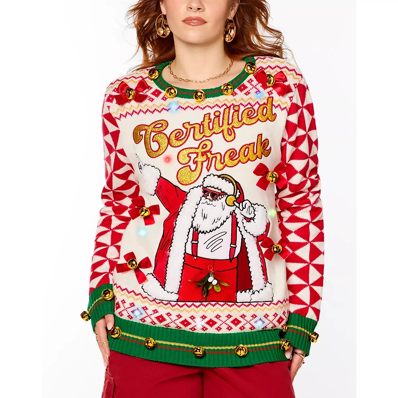 Light-Up Santa Certified Freak Christmas Sweater