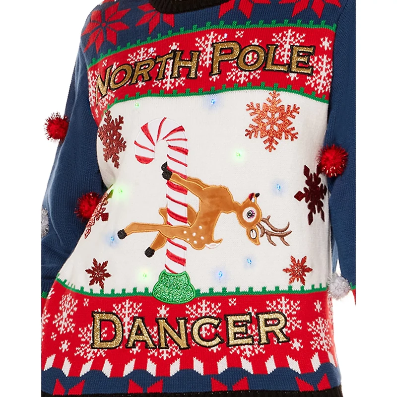 Light-Up North Pole Dancer Christmas Sweater