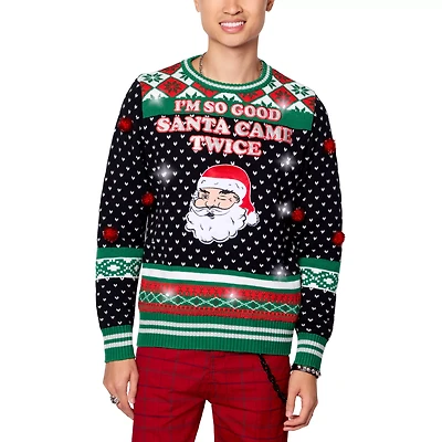 Light-Up Santa Came Twice Christmas Sweater - Danny Duncan