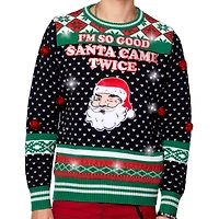 Light-Up Santa Came Twice Christmas Sweater - Danny Duncan