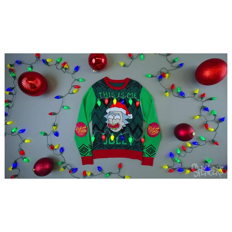 Light-Up This Is Me Jolly Christmas Sweater - Rick and Morty