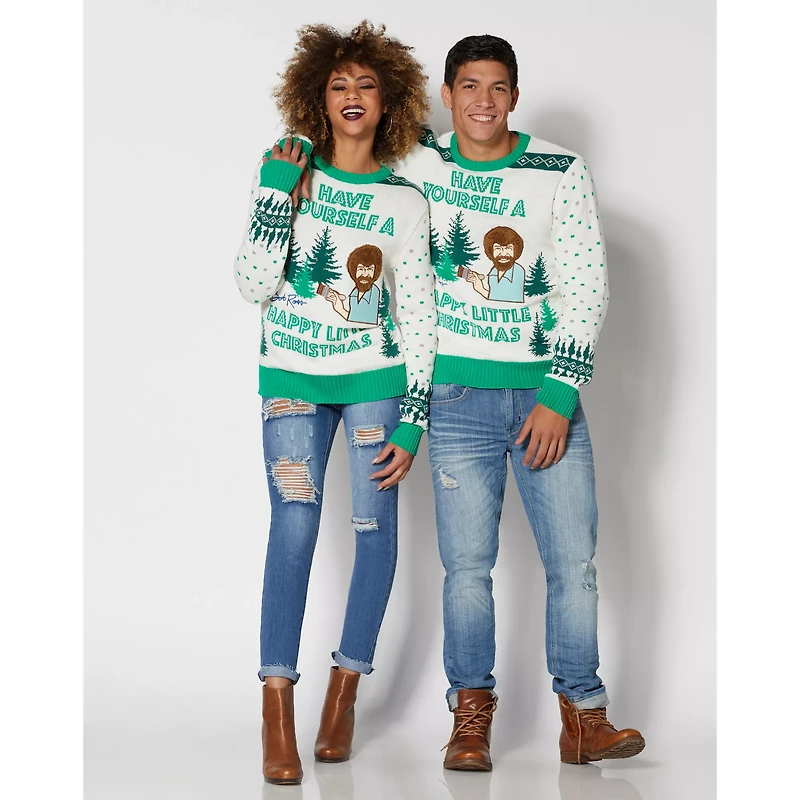 Light-Up Bob Ross Christmas Sweater