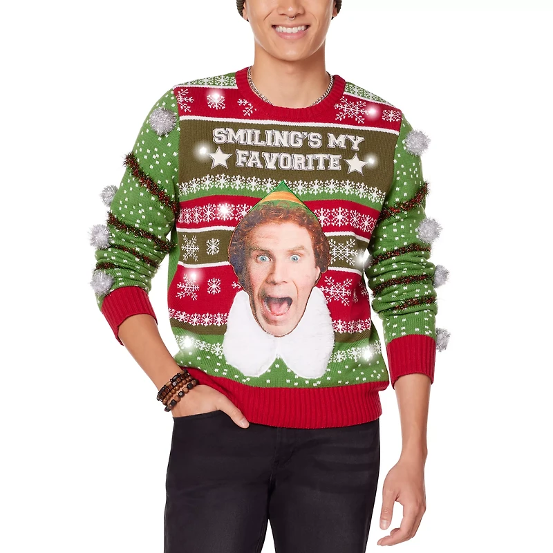 Light Up Smiling's My Favorite Christmas Sweater - Elf