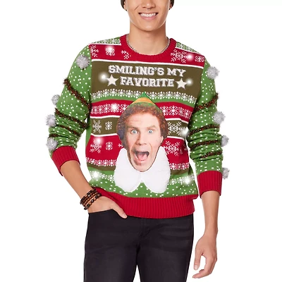 Light Up Smiling's My Favorite Christmas Sweater - Elf