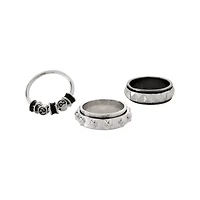 Multi-Pack Silvertone Skull Yin Yang Anxiety Rings - 3 Pack