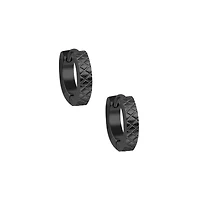 Black Pattern Pendant Huggie Hoop Earrings