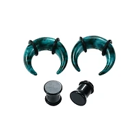 Multi-Pack Blue and Black Marble Pinchers Plugs - 2 Pair