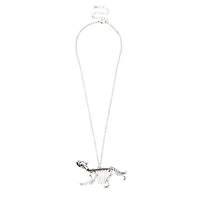 Silvertone Dino Skeleton Necklace