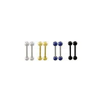Multi-Pack Silvertone Goldtone Blue and Black Barbells 8 Pack - 14 Gauge