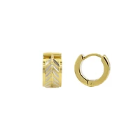 Goldtone and Silvertone Chevron Pattern Huggie Hoop Earrings