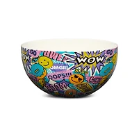 Smiley Face Comic Print Ramen Bowl with Spoon