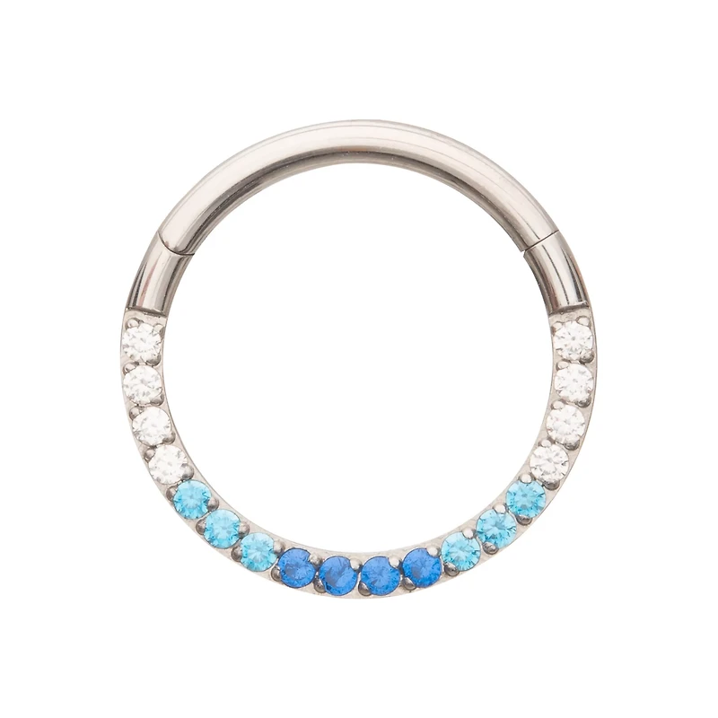 Blue CZ Rhinestone Septum Ring - 16 Gauge