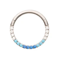 Blue CZ Rhinestone Septum Ring - 16 Gauge