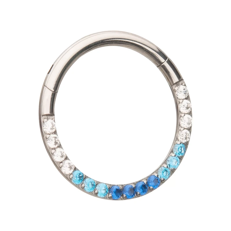 Blue CZ Rhinestone Septum Ring - 16 Gauge