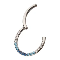 Blue CZ Rhinestone Septum Ring - 16 Gauge