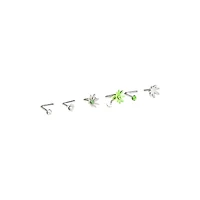 Multi-Pack CZ Heart and Weed Leaf L-Bend Nose Pins 6 Pack - 20 Gauge