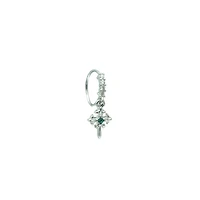 Silvertone CZ Cross Dangle Ring - 20 Gauge