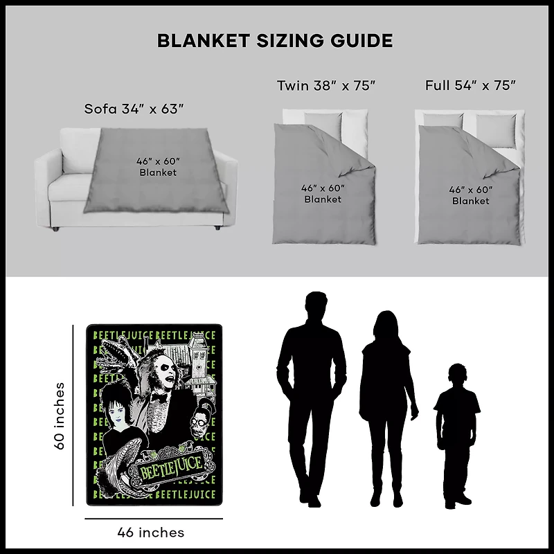 Beetlejuice and Lydia Fleece Blanket