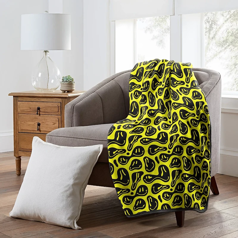 Trippin' Smileys Double-Sided Fleece Blanket