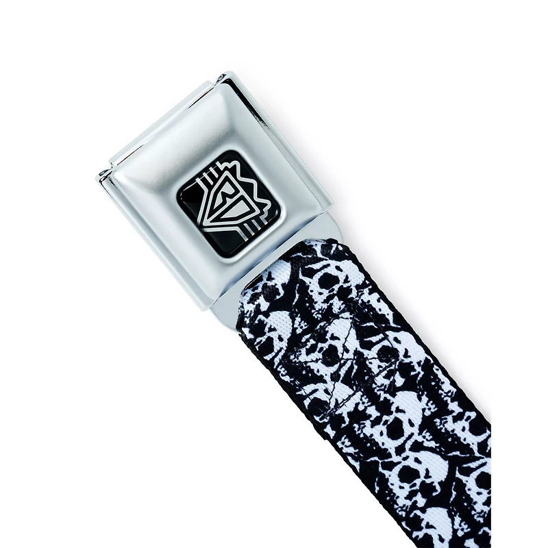 Buckle-Down Black and White Skulls Seatbelt Belt