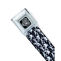 Buckle-Down Black and White Skulls Seatbelt Belt