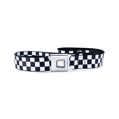 Black and White Checkered Seatbelt Belt